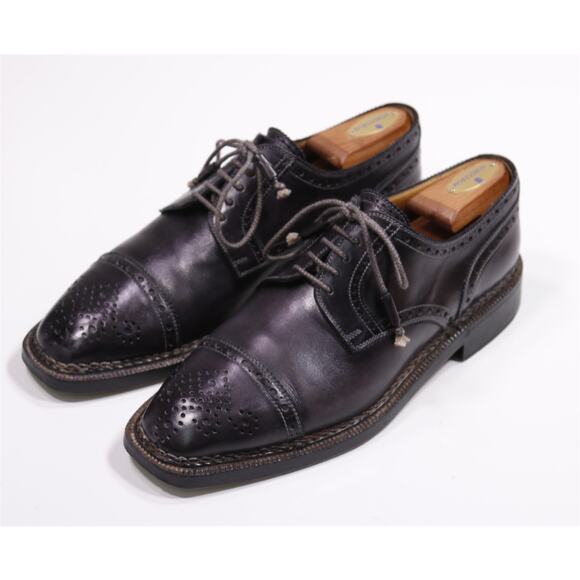 StefanoBi for Domenico Vacca Black Captoe Oxford Norvegese Dress Shoes UK 10 main image 7